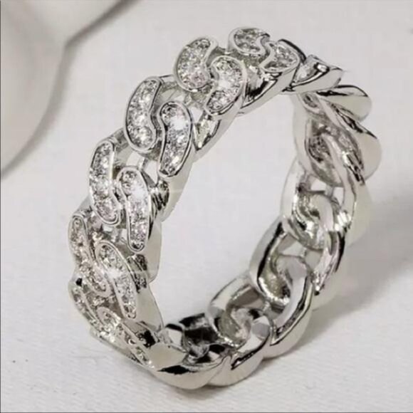 DIAMOND 925 STERLING SILVER ETERNITY RING - Picture 2 of 3